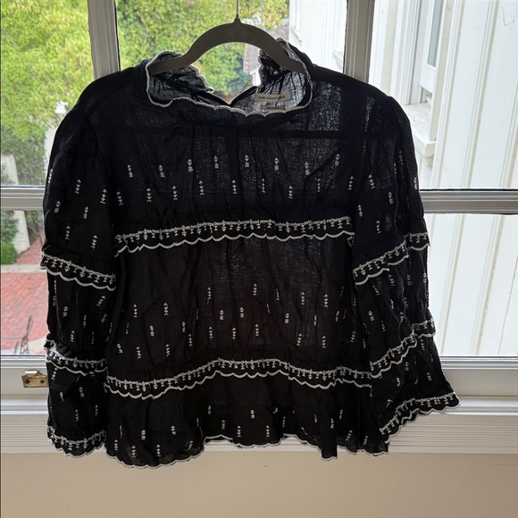 Isabel Marant Black and White Embroidered Blouse - Picture 1 of 3